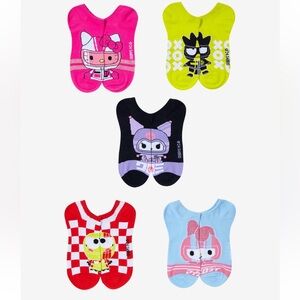 Sanrio Hello Kitty & Friends Racer No-Show Socks 5‎ Pairs Hot Topic
